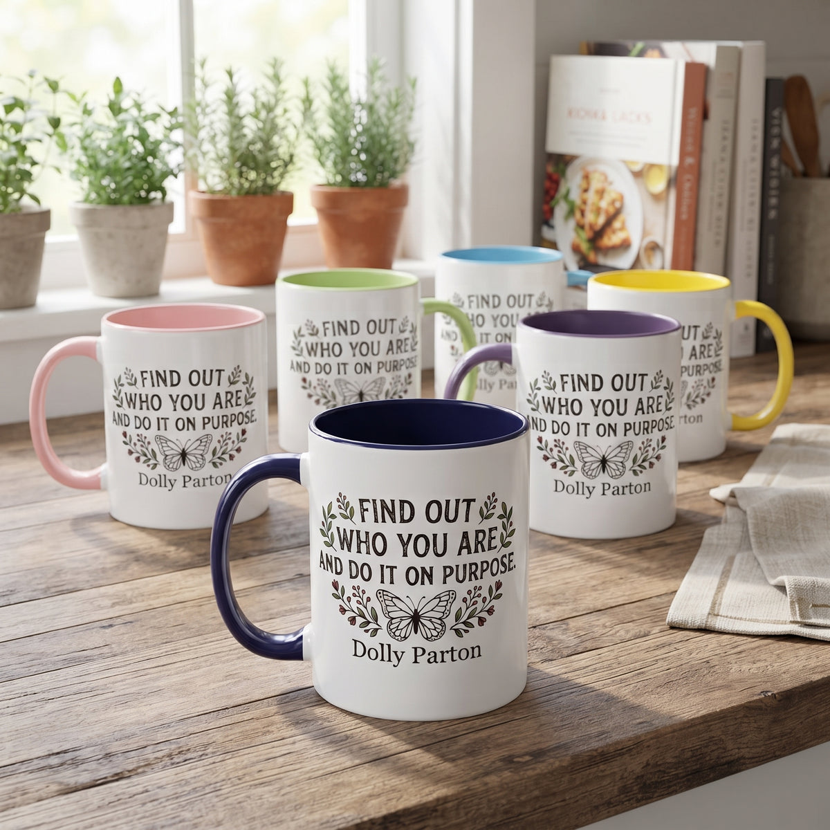 Find Out Who You Are Quote Mug | Dolly Butterfly Accent Mug