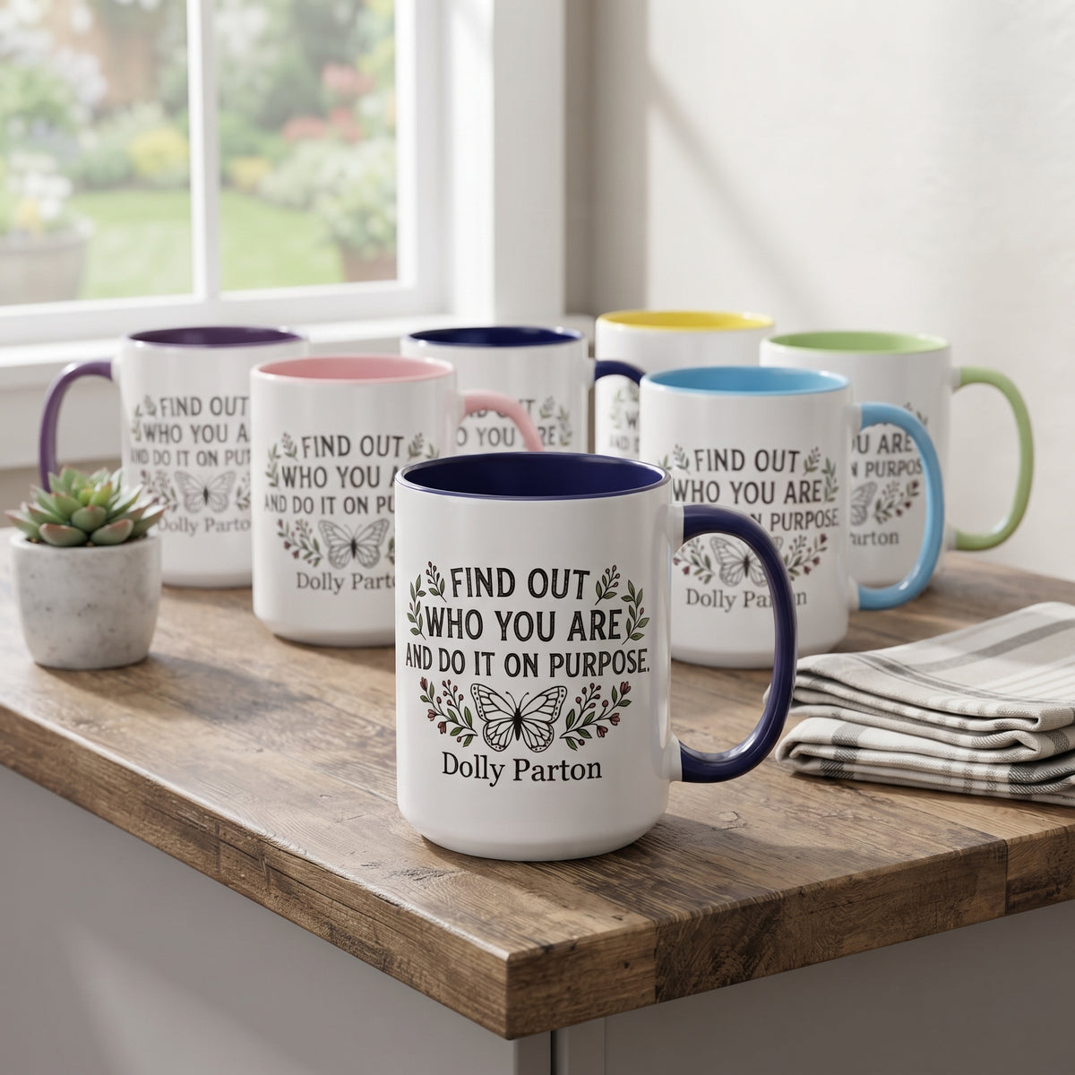 Find Out Who You Are Quote Mug | Dolly Butterfly Accent Mug