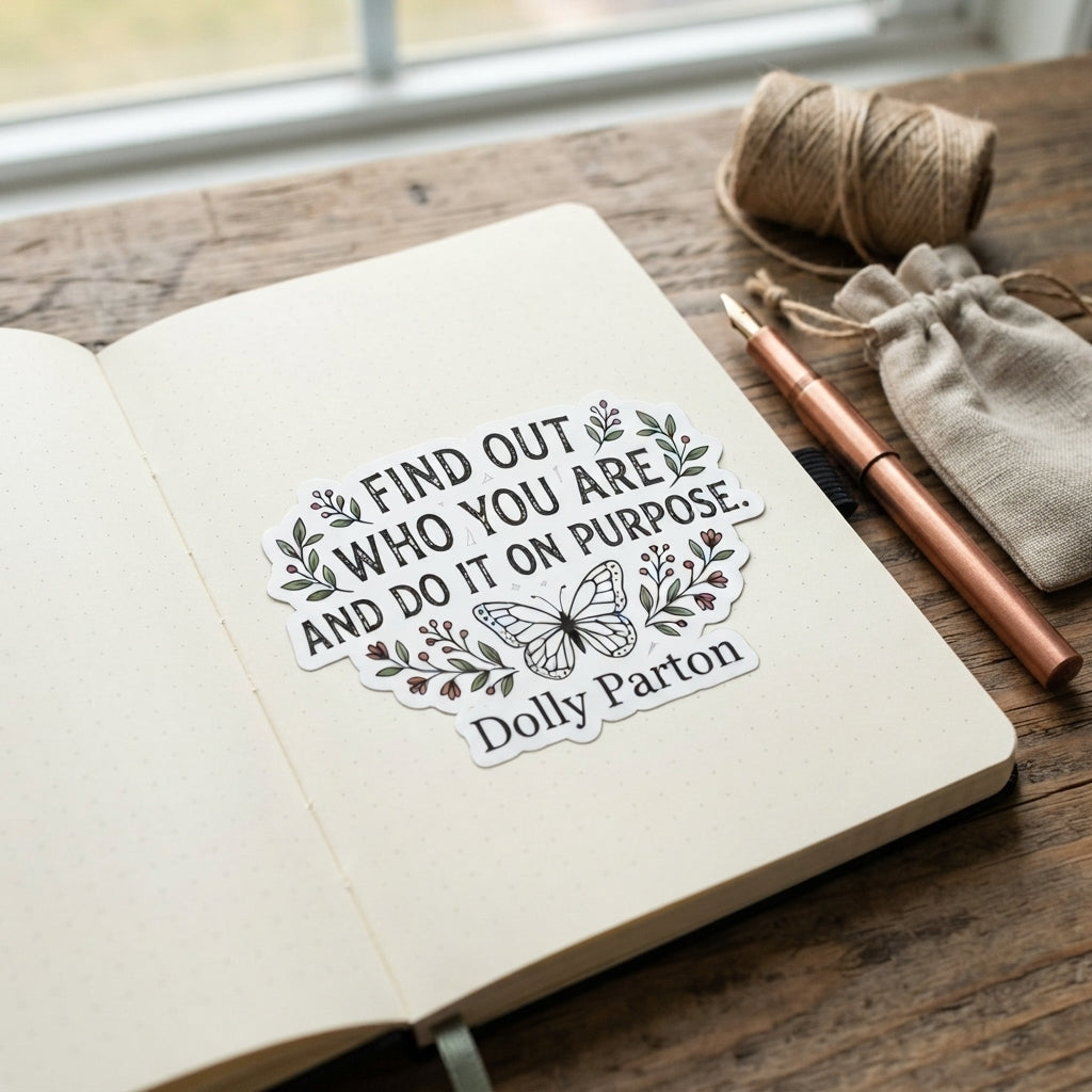 Find Out Who You Are Quote Sticker | Dolly Butterfly Floral Kiss-cut Sticker