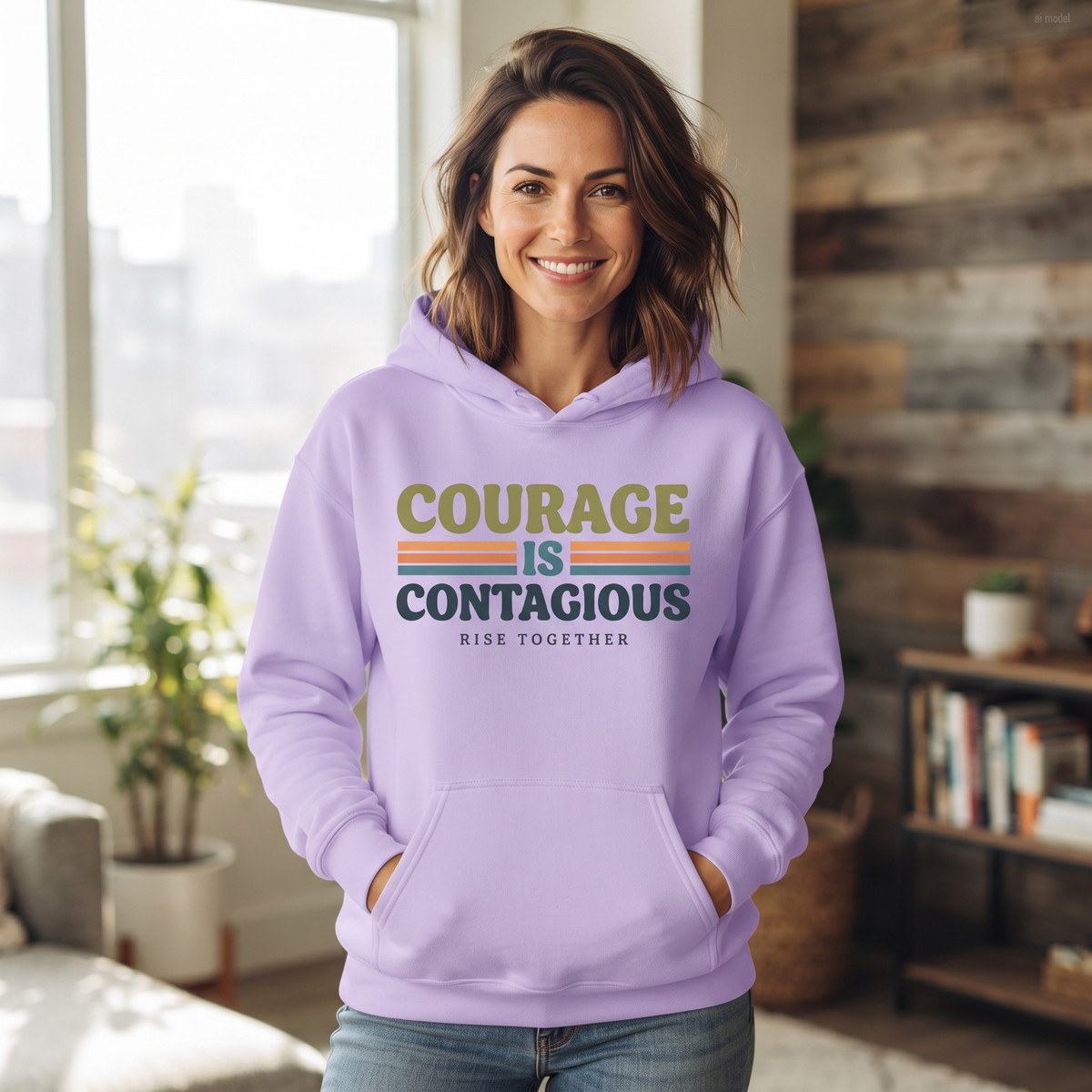 Courage Is Contagious Hoodie | Inspirational Sweatshirt | Rise Together Design