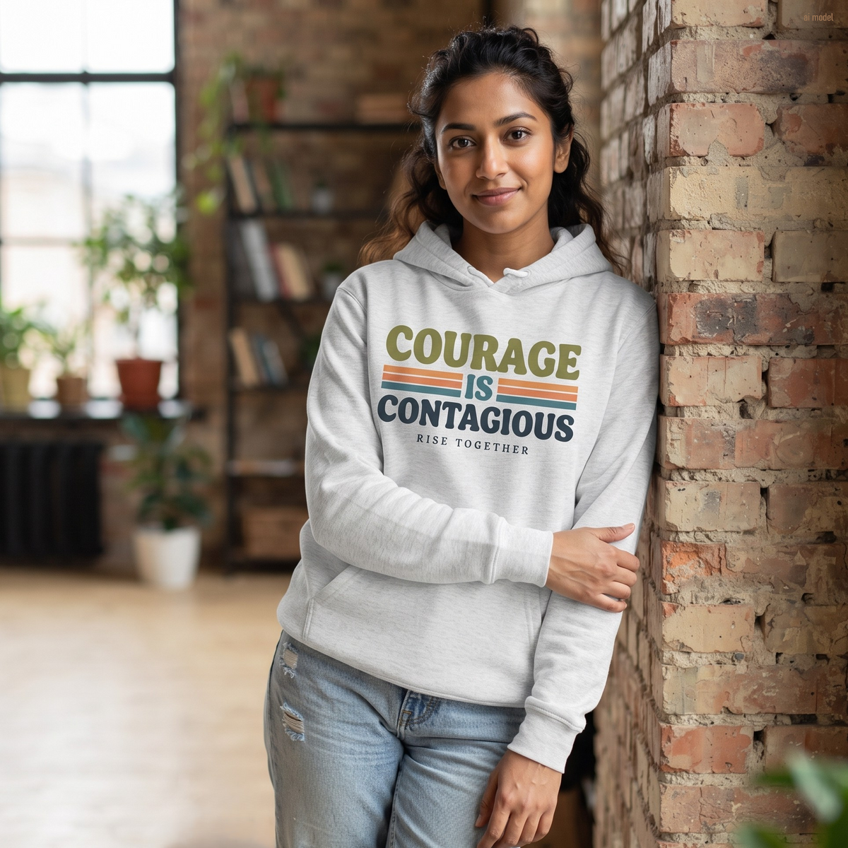 Courage Is Contagious Hoodie | Inspirational Sweatshirt | Rise Together Design