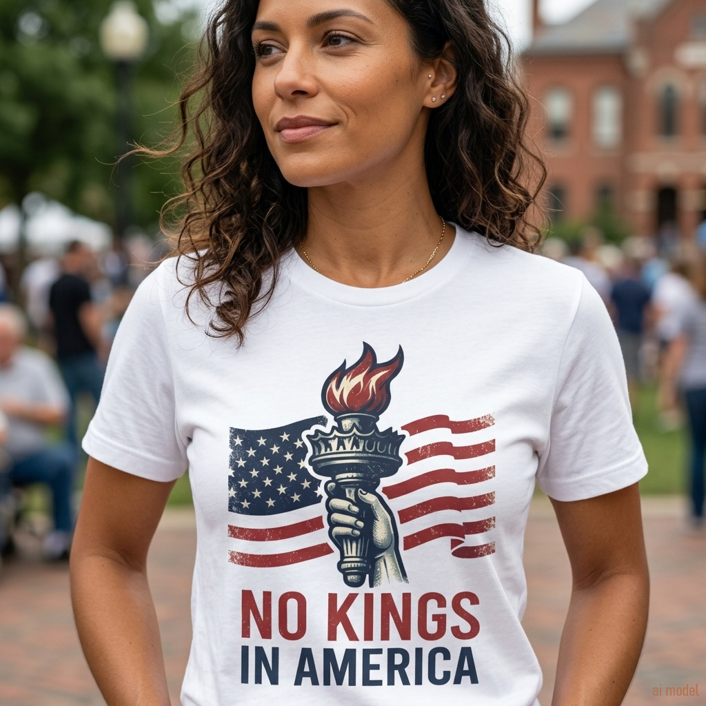 No Kings in America T-Shirt | Patriotic Liberty Graphic Tee | Activist Protest Top