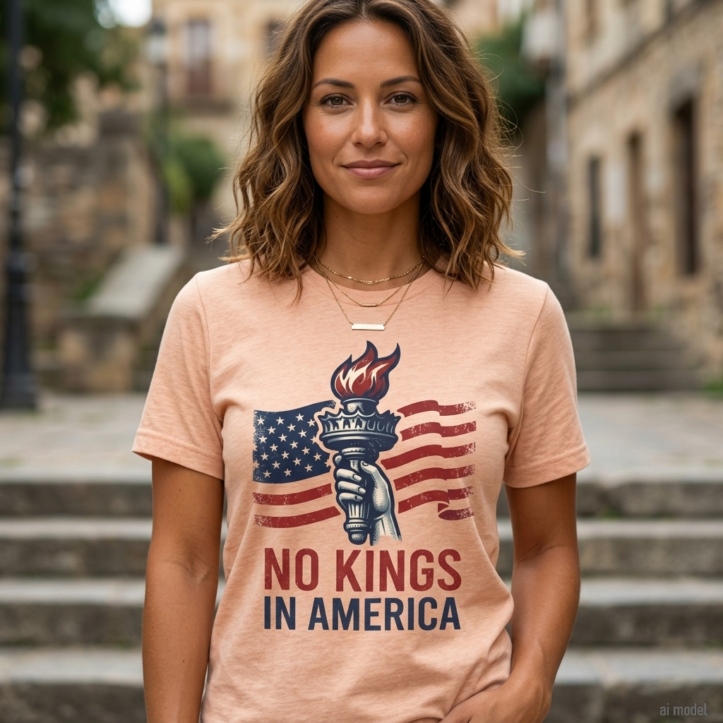 No Kings in America T-Shirt | Patriotic Liberty Graphic Tee | Activist Protest Top