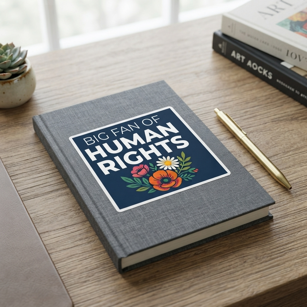 Big Fan of Human Rights Sticker | Floral Illustration Activist Kiss-Cut Decal