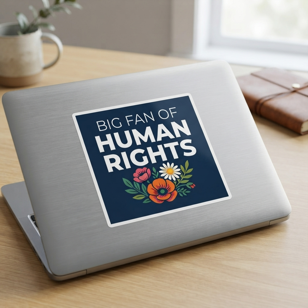 Big Fan of Human Rights Sticker | Floral Illustration Activist Kiss-Cut Decal