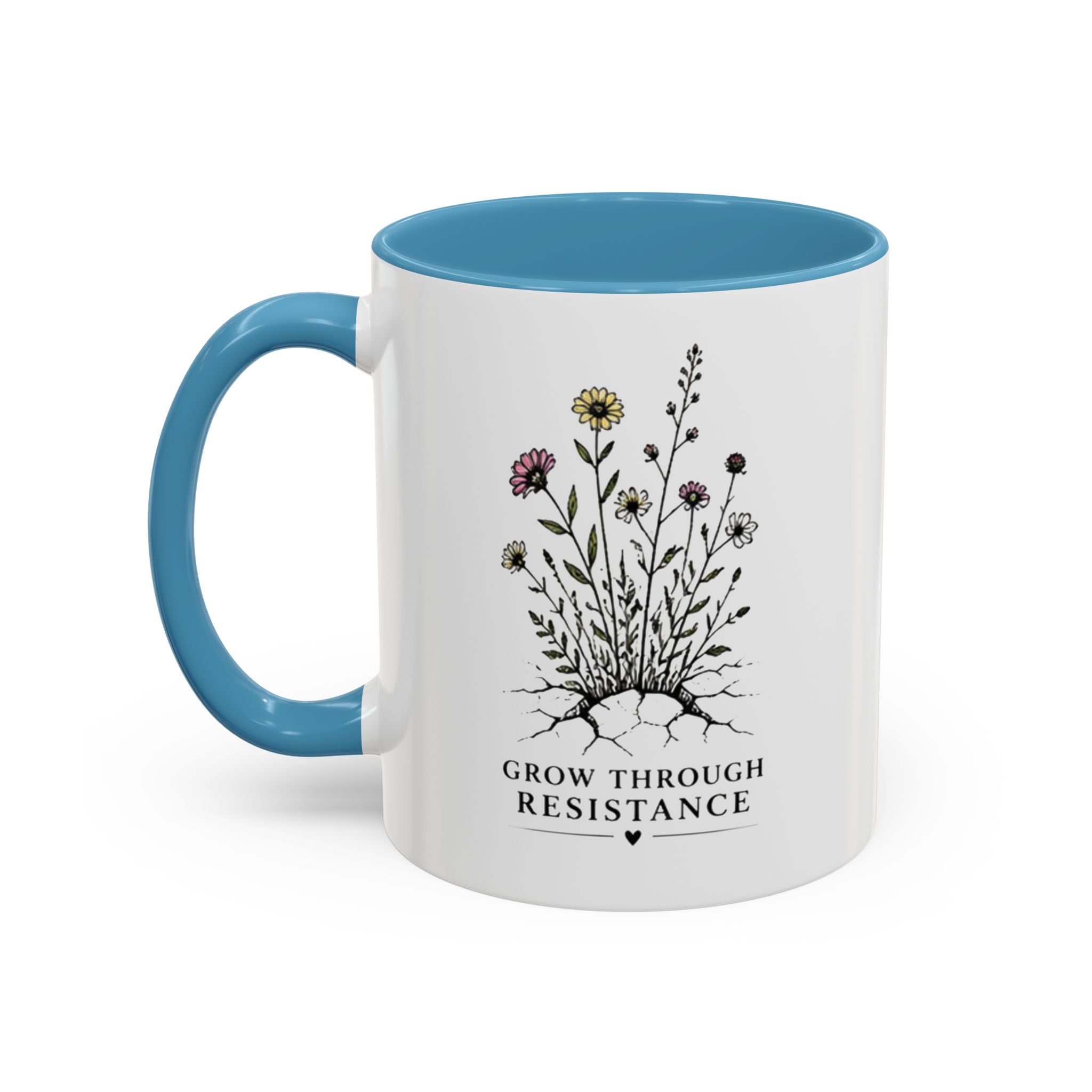 Grow Through Resistance Color Accent Mug | Cozy Woodland Tea Coffee Cup 11 oz, 15 oz