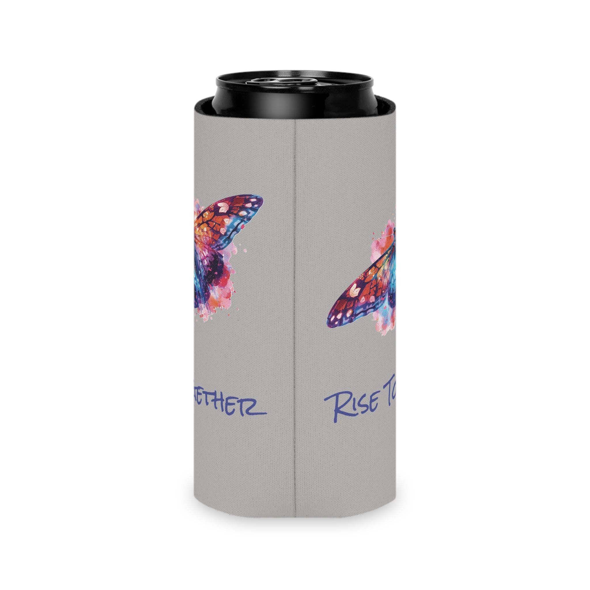 Butterfly Rise Together Can Cooler | Inspirational Watercolor Design | Activist Gift