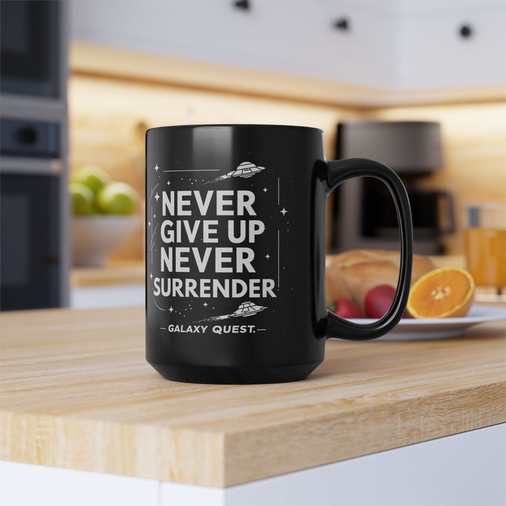 Never Give Up Never Surrender Coffee Cup | Sci-Fi Inspired Mug | Geek Gift