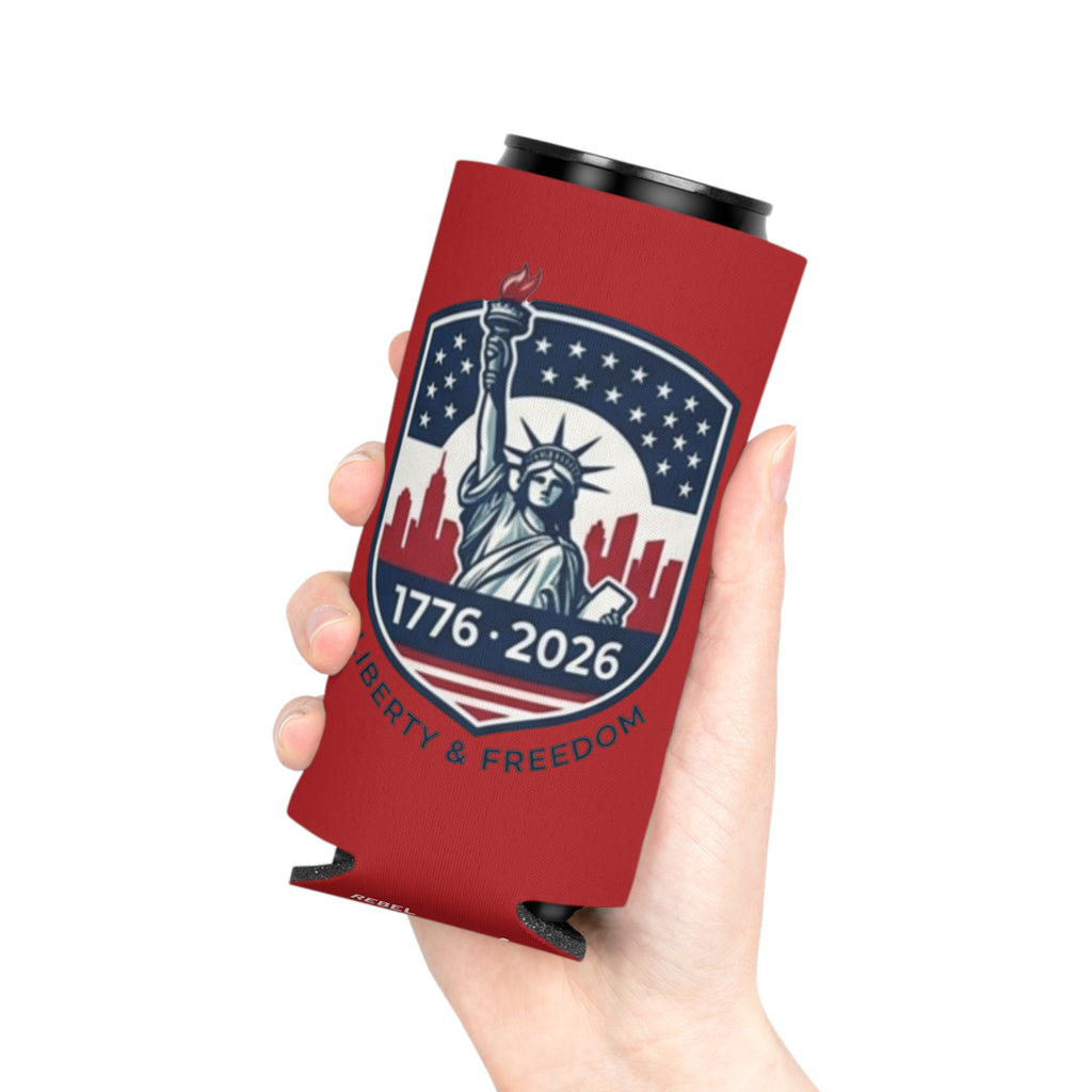 Statue of Liberty 1776-2026 Can Cooler | Patriotic Beer Sleeve | Liberty & Freedom Drink Holder