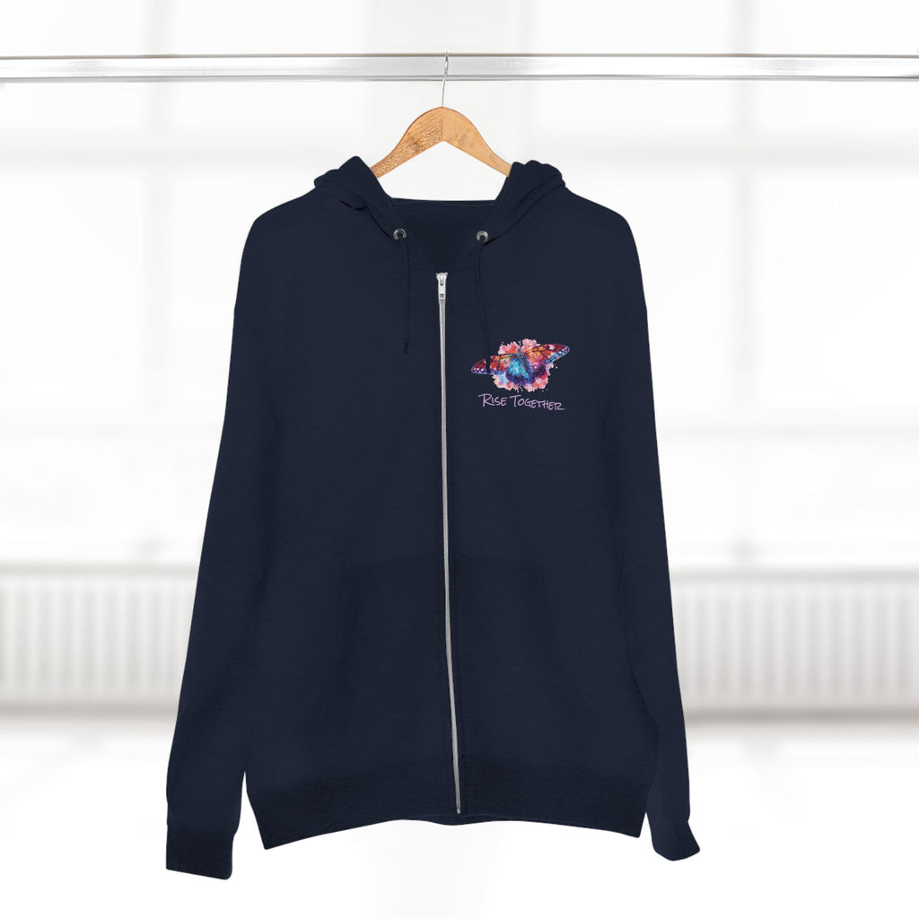 Butterfly Zip Hoodie | "Rise Together" Inspirational Zip-Up Sweatshirt