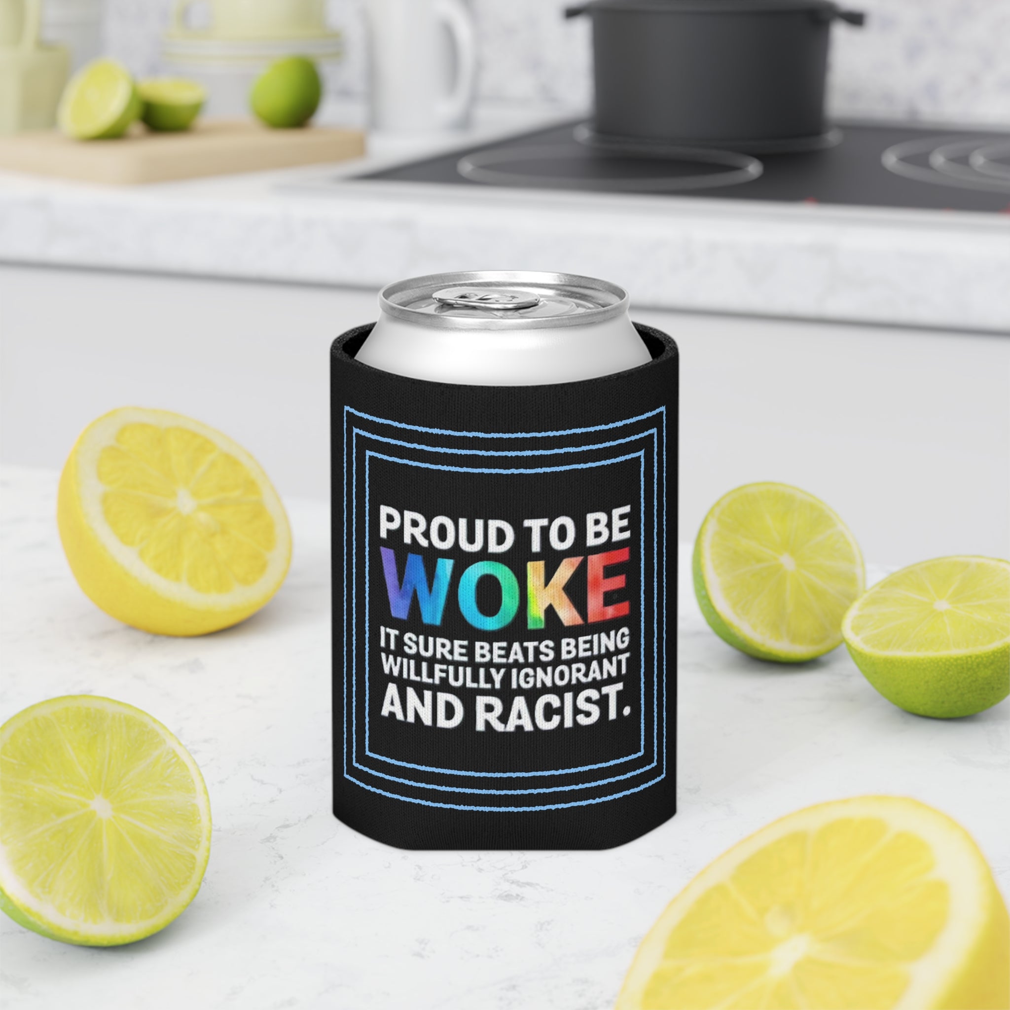 Proud to Be Woke Can Cooler, Anti-Racism Beer Sleeve, Activism Gift