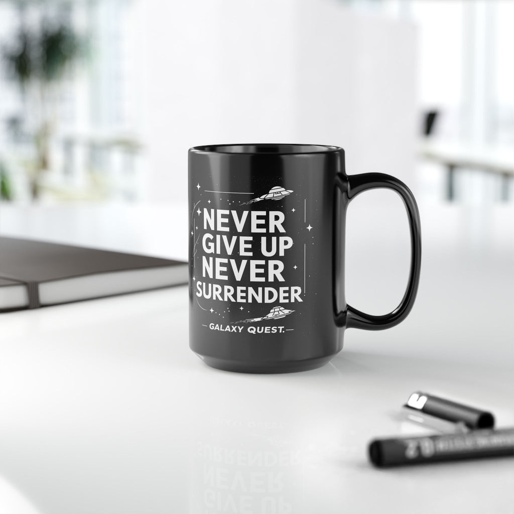 Never Give Up Never Surrender Coffee Cup | Sci-Fi Inspired Mug | Geek Gift