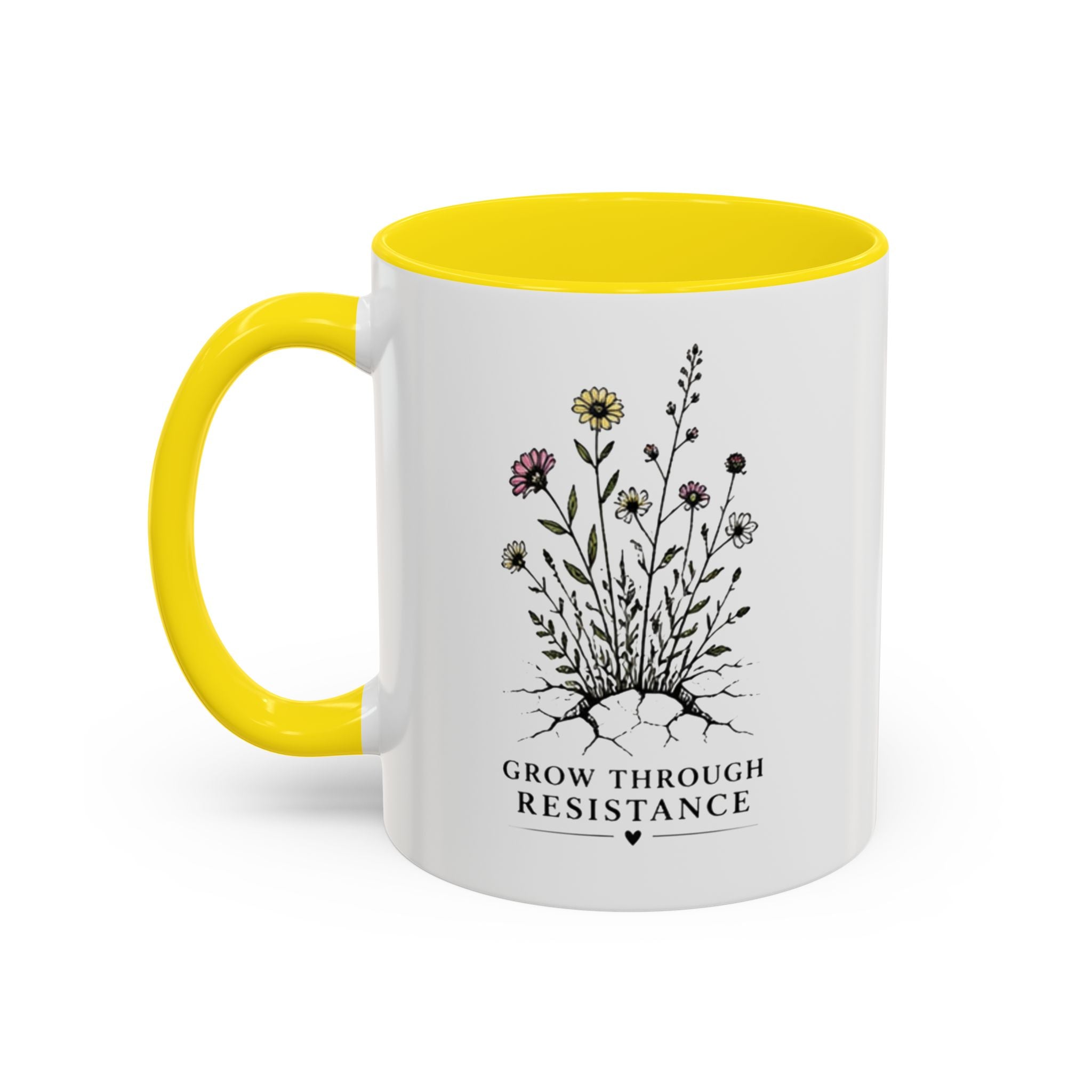 Grow Through Resistance Color Accent Mug | Cozy Woodland Tea Coffee Cup 11 oz, 15 oz