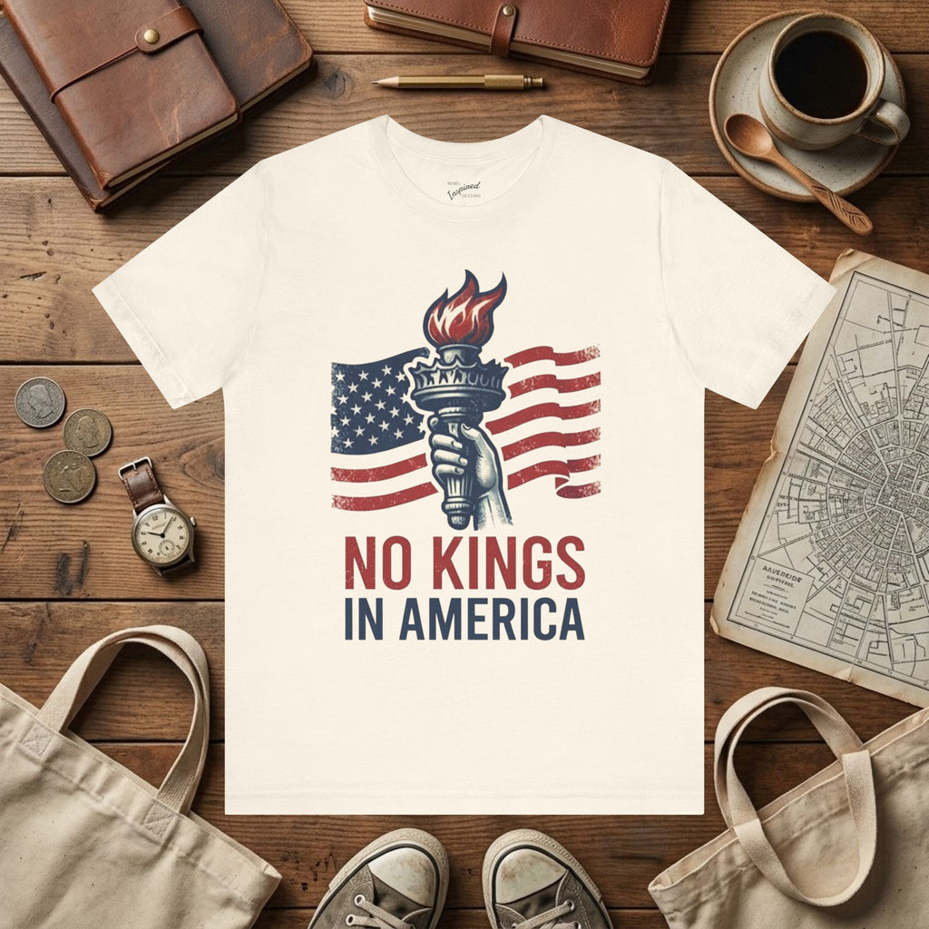 No Kings in America T-Shirt | Patriotic Liberty Graphic Tee | Activist Protest Top