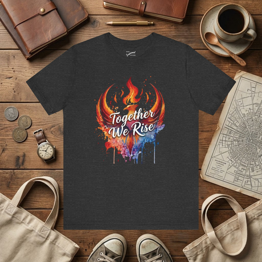 Phoenix Watercolor 'Together We Rise' T-Shirt | Inspirational Flame Design | Activist Tee