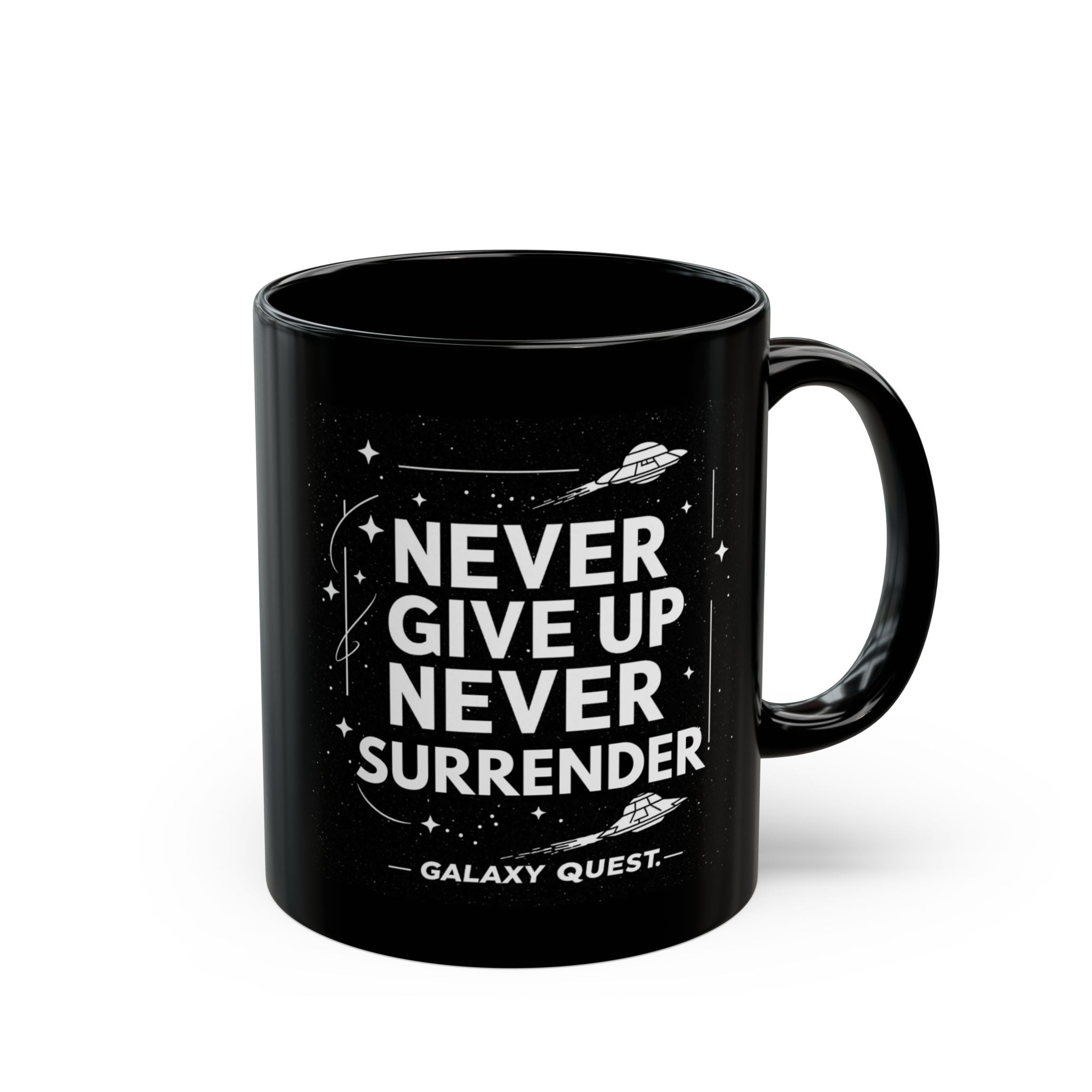 Never Give Up Never Surrender Coffee Cup | Sci-Fi Inspired Mug | Geek Gift