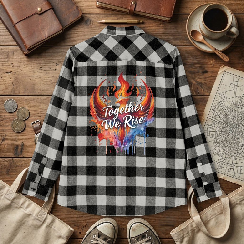 Together We Rise Flannel Shirt | Two-Sided Inspirational Buffalo Check Button-Up