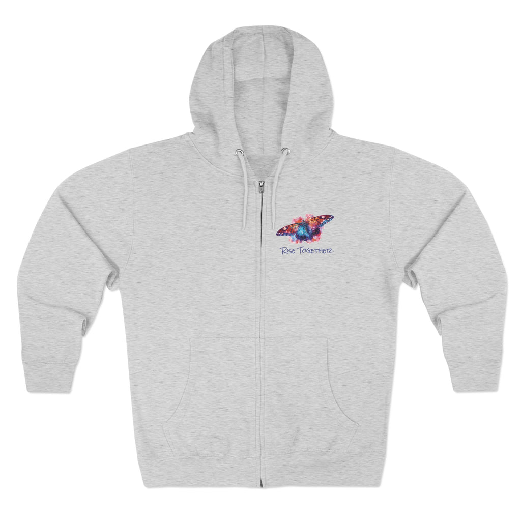 Butterfly Zip Hoodie | "Rise Together" Inspirational Zip-Up Sweatshirt