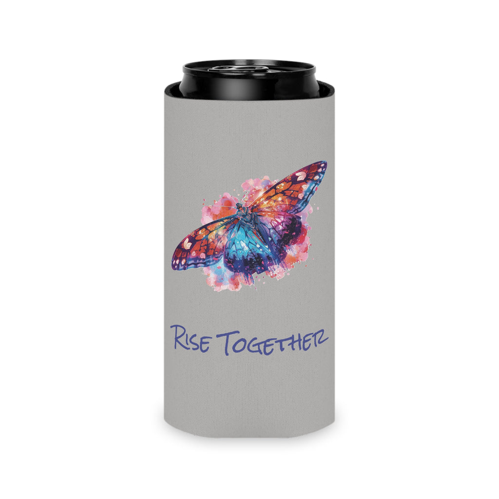 Butterfly Rise Together Can Cooler | Inspirational Watercolor Design | Activist Gift