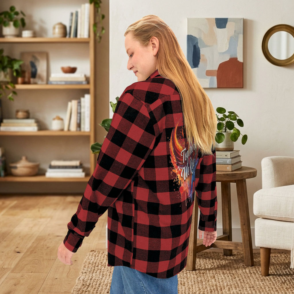 Together We Rise Flannel Shirt | Two-Sided Inspirational Buffalo Check Button-Up