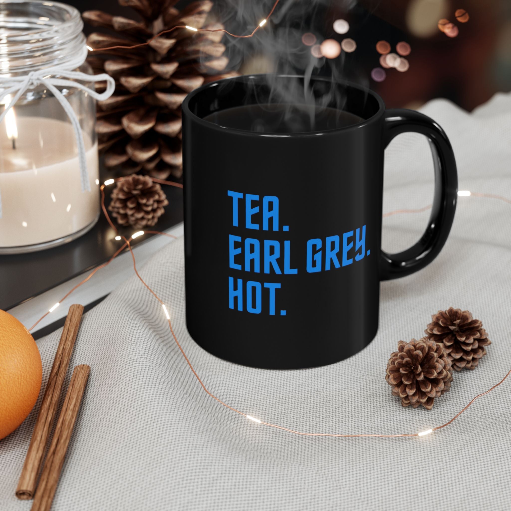 Tea Earl Grey Hot Mug | Black Ceramic Coffee Cup | Sci-fi Fan Gift