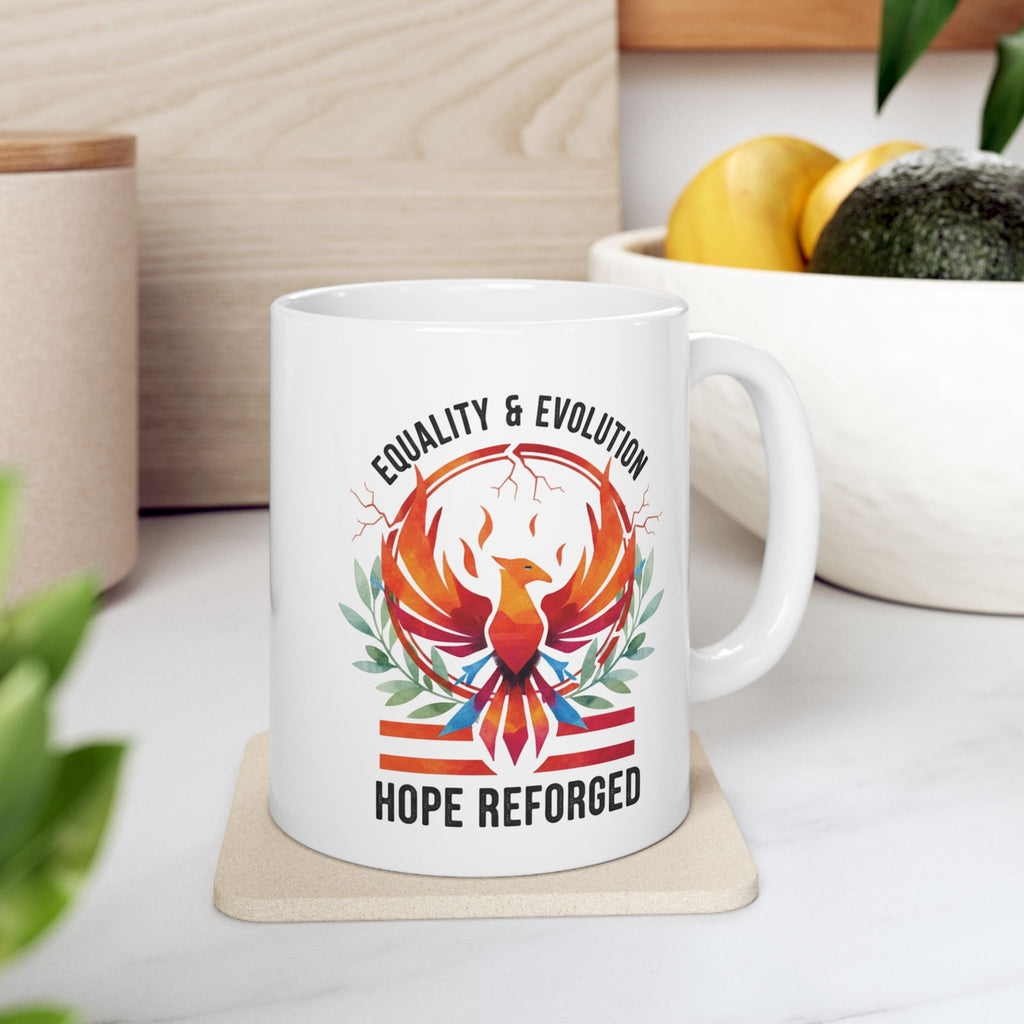 Hope Reforged Coffee Mug | Equality and Evolution Ceramic Mug 11oz 15oz | Activist Gift