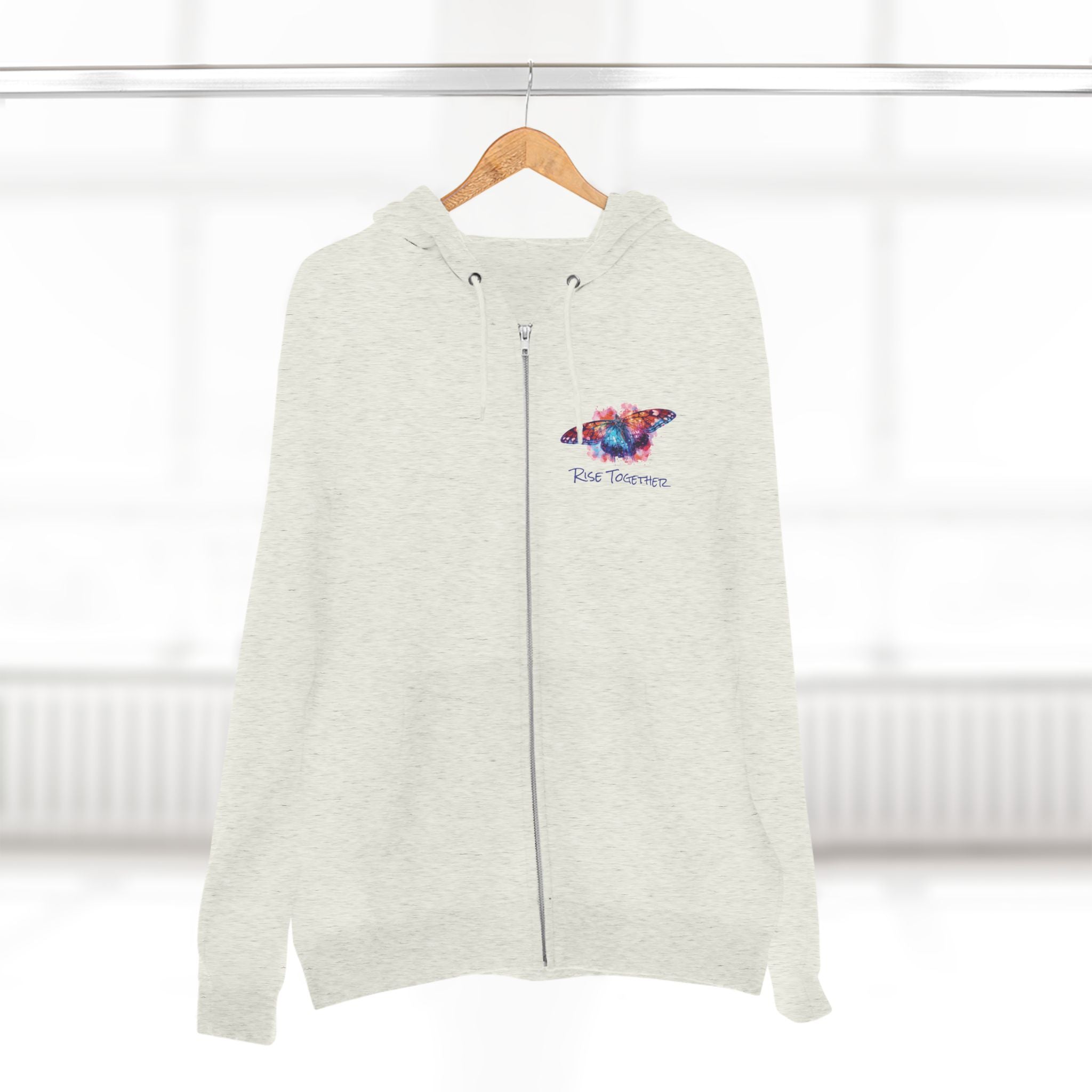 Butterfly Zip Hoodie | "Rise Together" Inspirational Zip-Up Sweatshirt