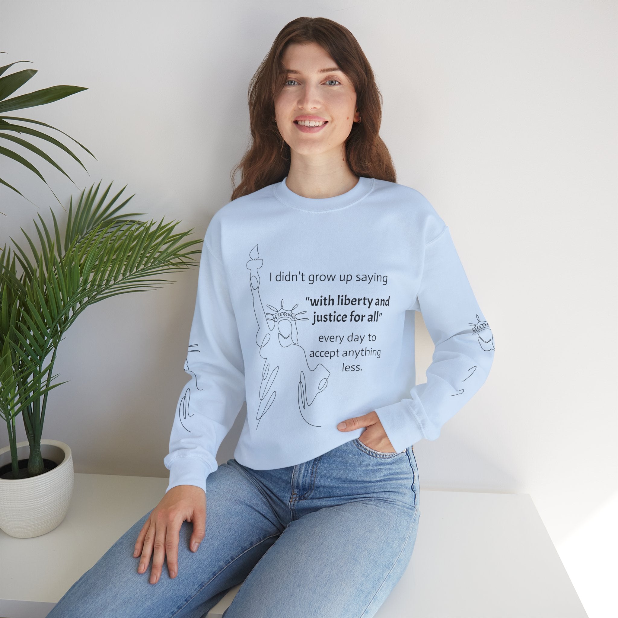 Liberty and Justice Crewneck Sweatshirt | Statue of Liberty Pullover | Equality and Freedom Gift