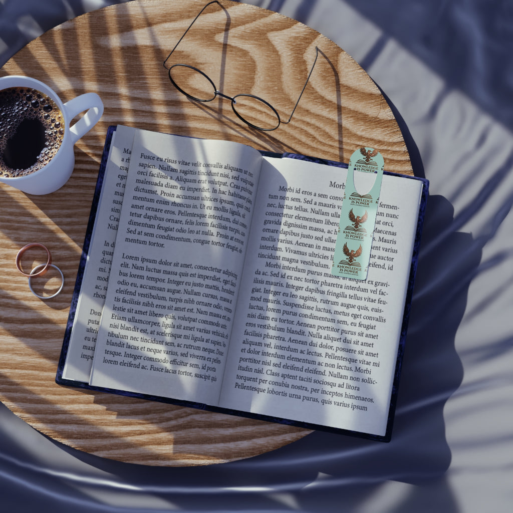 Knowledge is Power Metal Bookmark | Bronze Phoenix Rebel Inspired Logo Bookmark