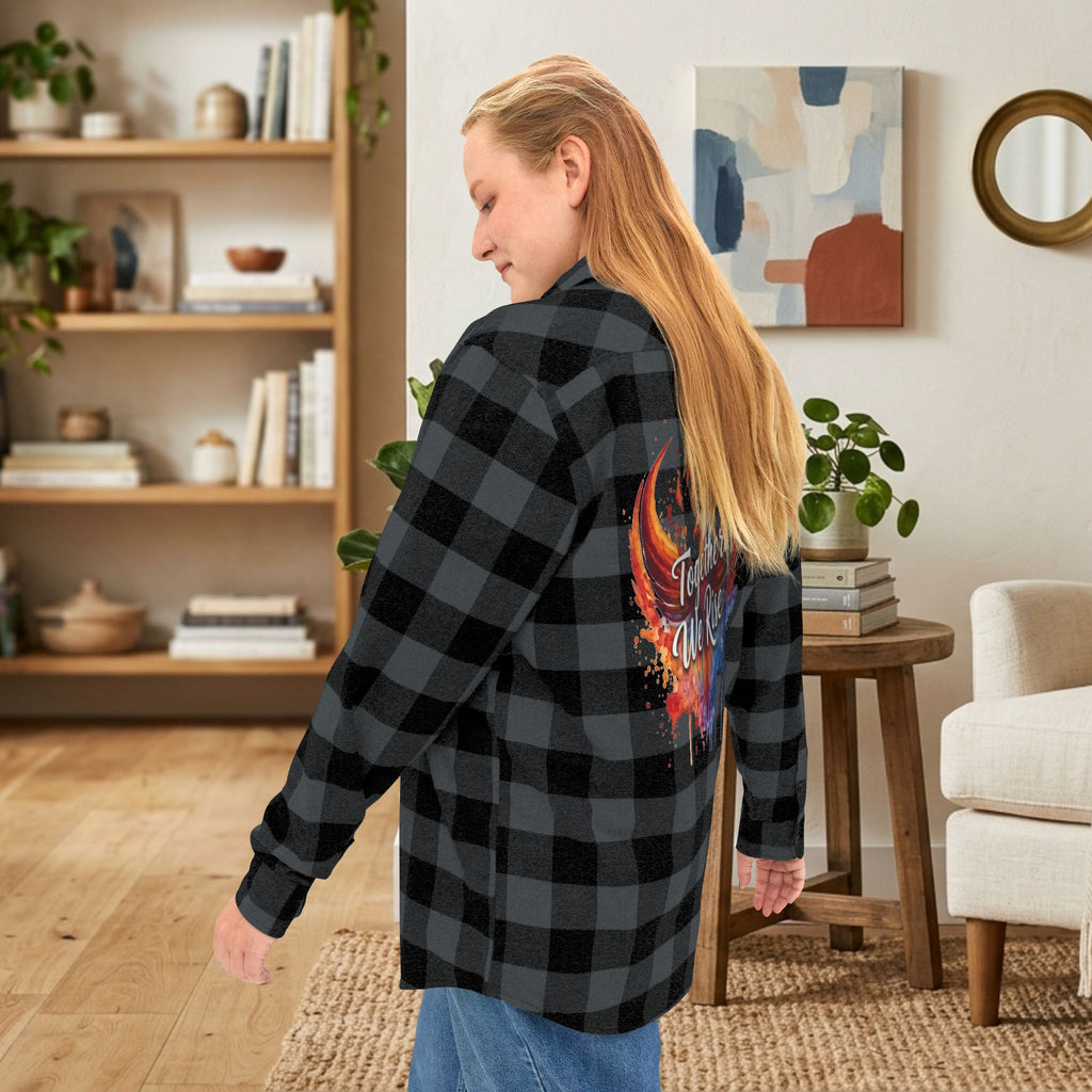 Together We Rise Flannel Shirt | Two-Sided Inspirational Buffalo Check Button-Up