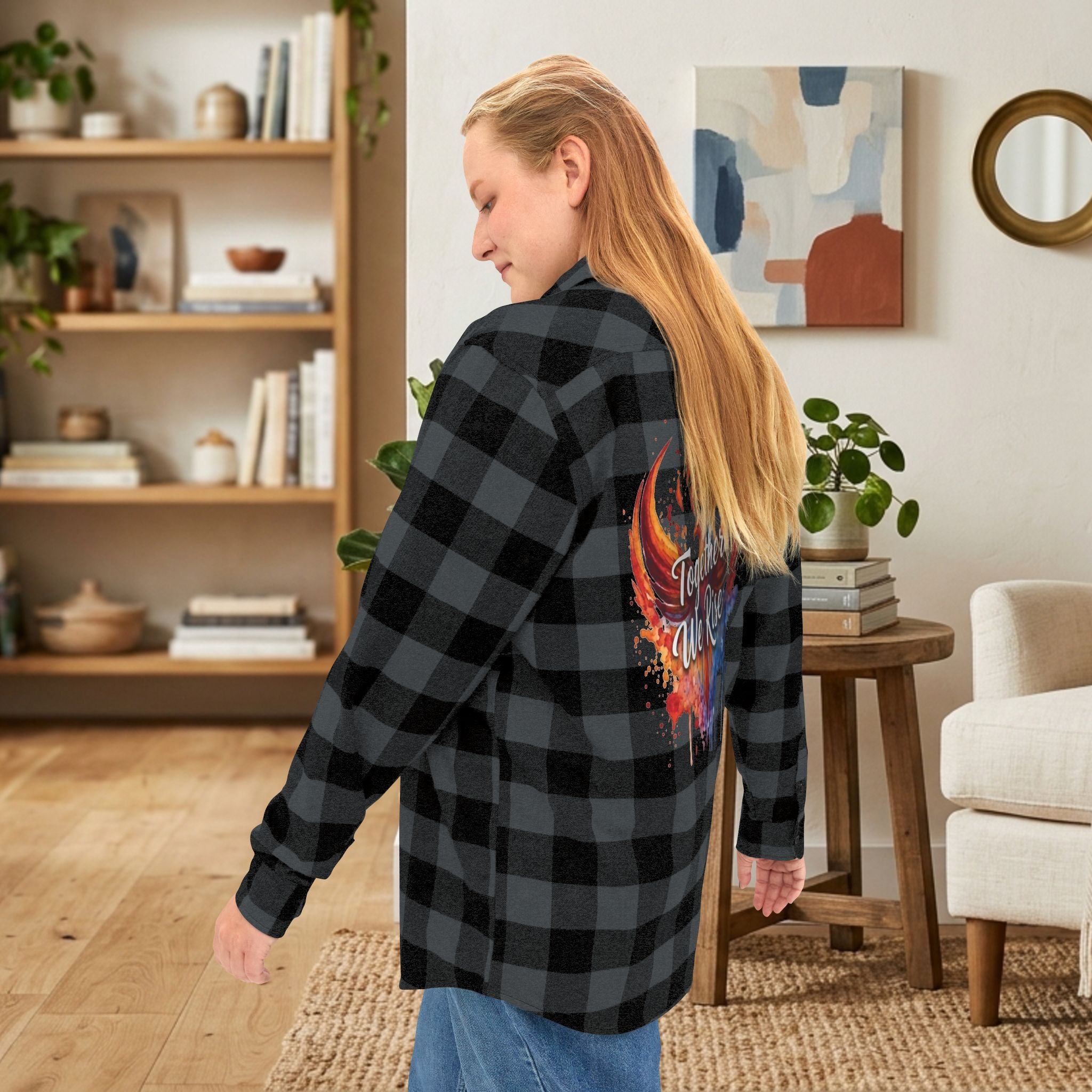Together We Rise Flannel Shirt | Two-Sided Inspirational Buffalo Check Button-Up