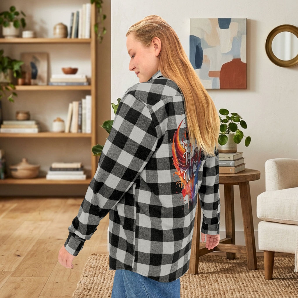 Together We Rise Flannel Shirt | Two-Sided Inspirational Buffalo Check Button-Up