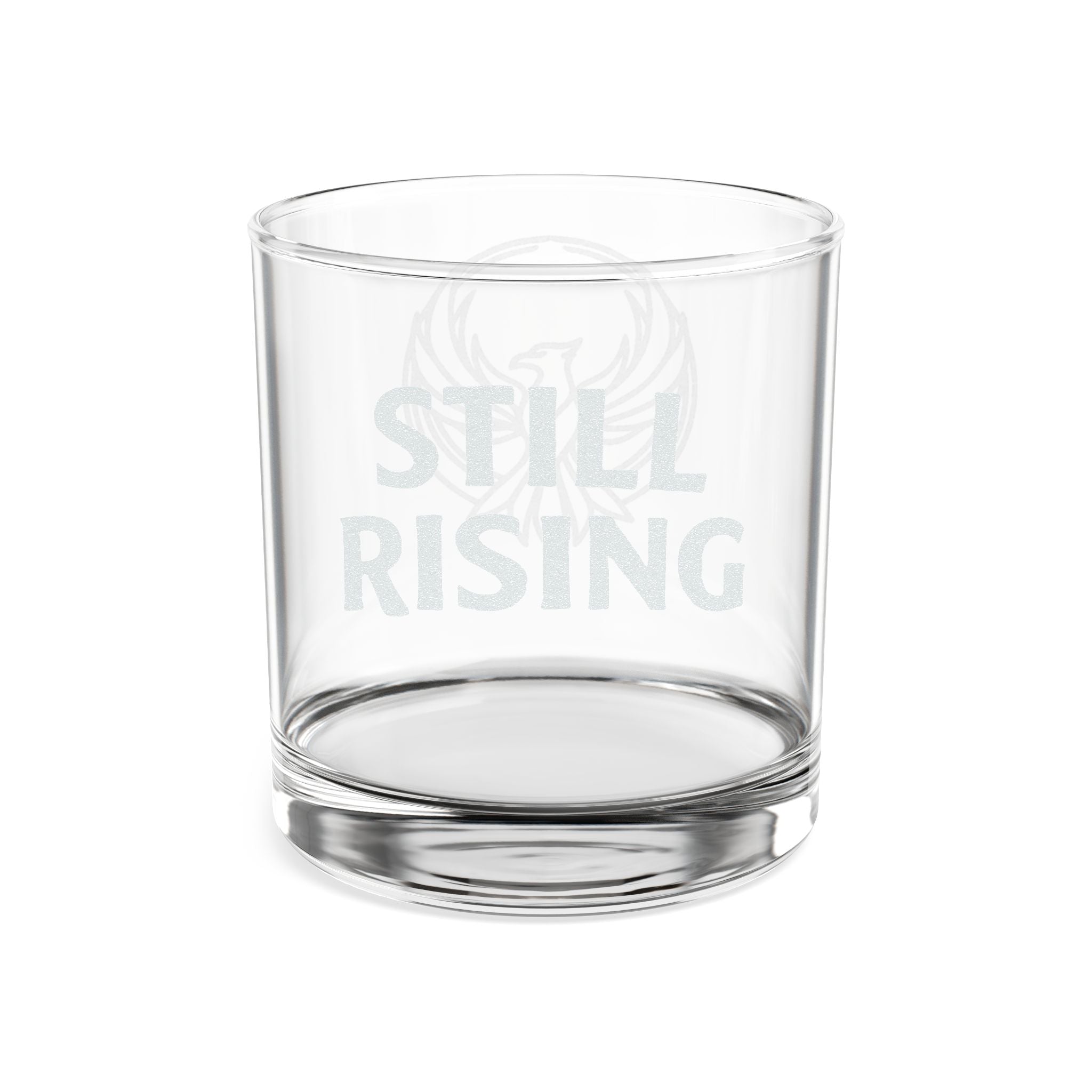 Still Rising Engraved 10.5 oz Rocks Glass | Rising Phoenix Emblem Whiskey Glass