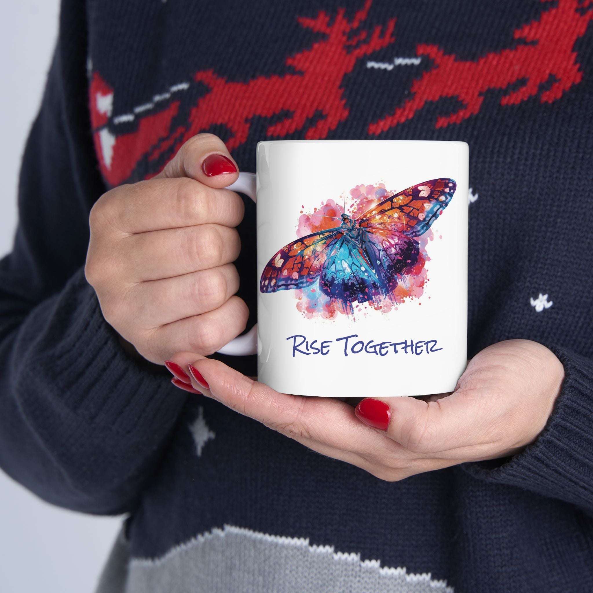 Butterfly Rise Together Coffee Mug | Inspirational Ceramic Mug 11oz 15oz | Activist Gift