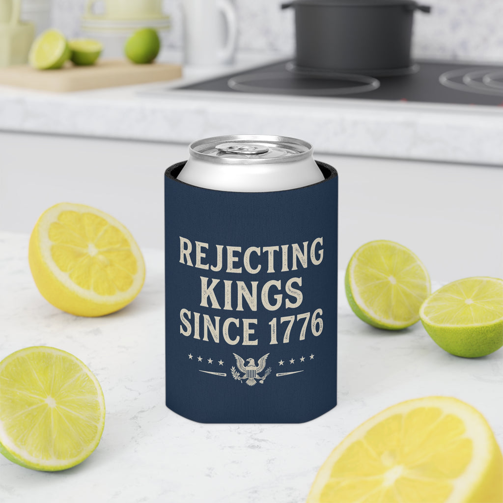 Rejecting Kings Since 1776 Can Cooler | Patriotic American Vintage Eagle Drink Sleeve