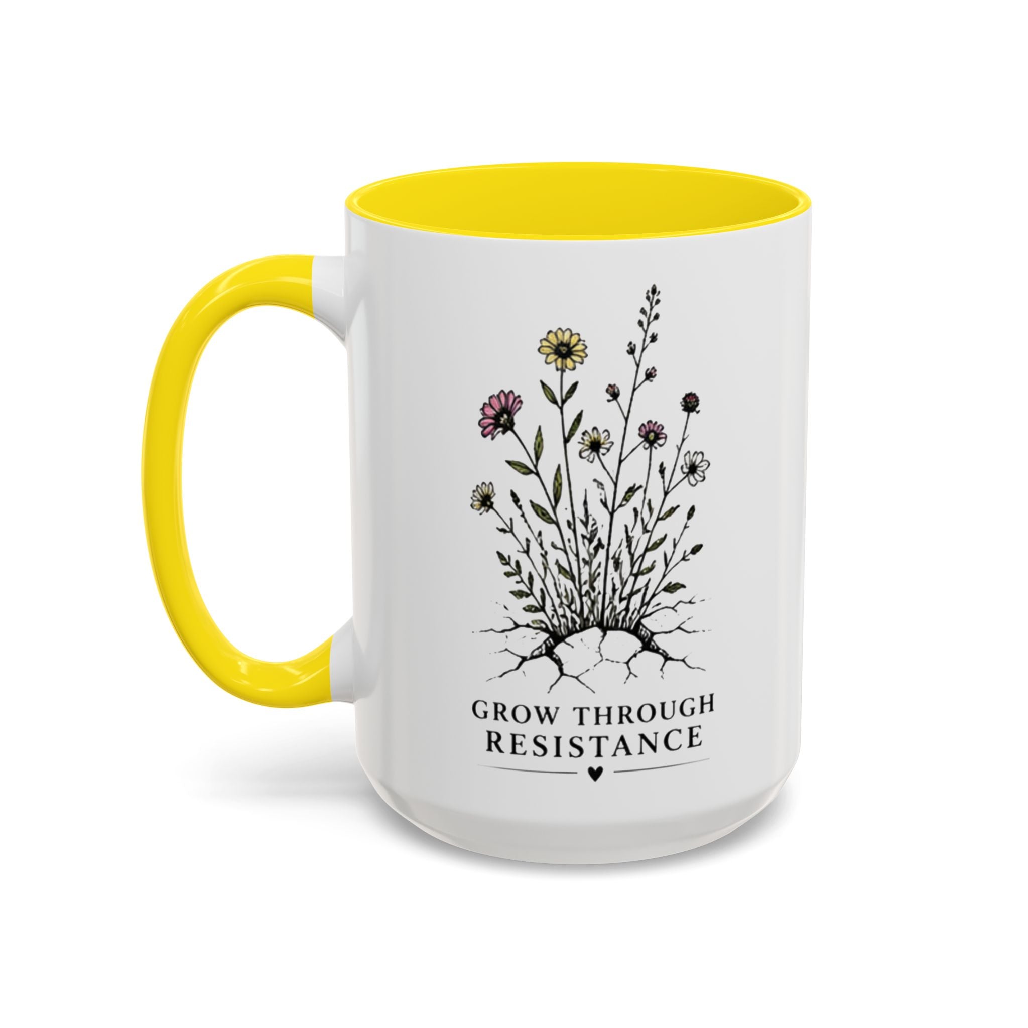 Grow Through Resistance Color Accent Mug | Cozy Woodland Tea Coffee Cup 11 oz, 15 oz