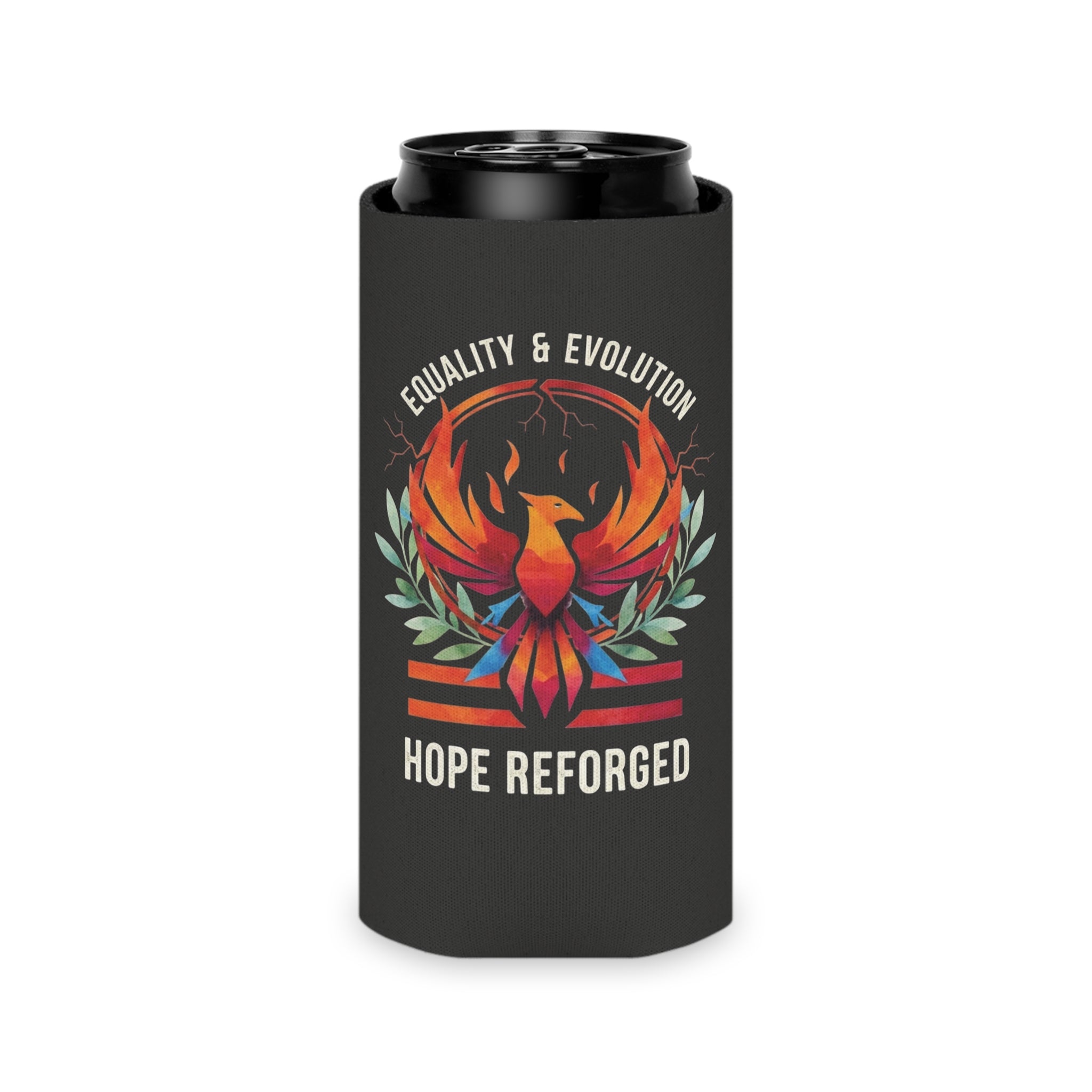Hope Reforged Can Cooler | Equality & Evolution Drink Holder | Rising Phoenix Design
