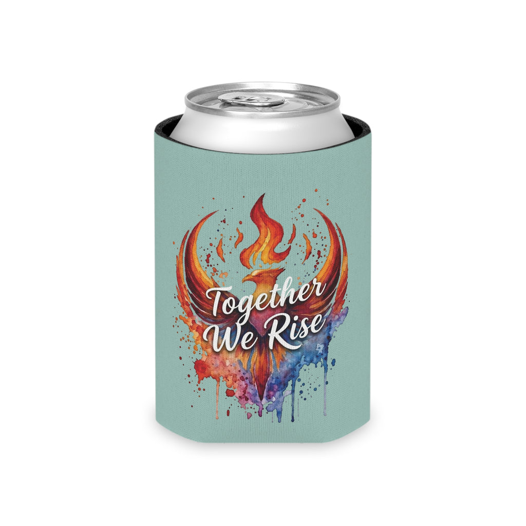 Together We Rise Phoenix Can Cooler | Watercolor Flame Drink Sleeve