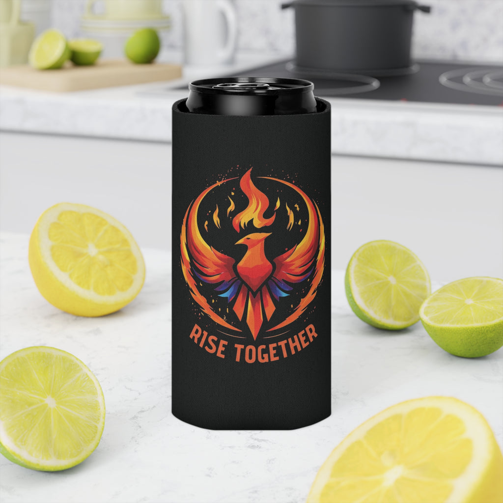 Rise Together Phoenix Can Cooler | Rising Phoenix Logo Beverage Insulator