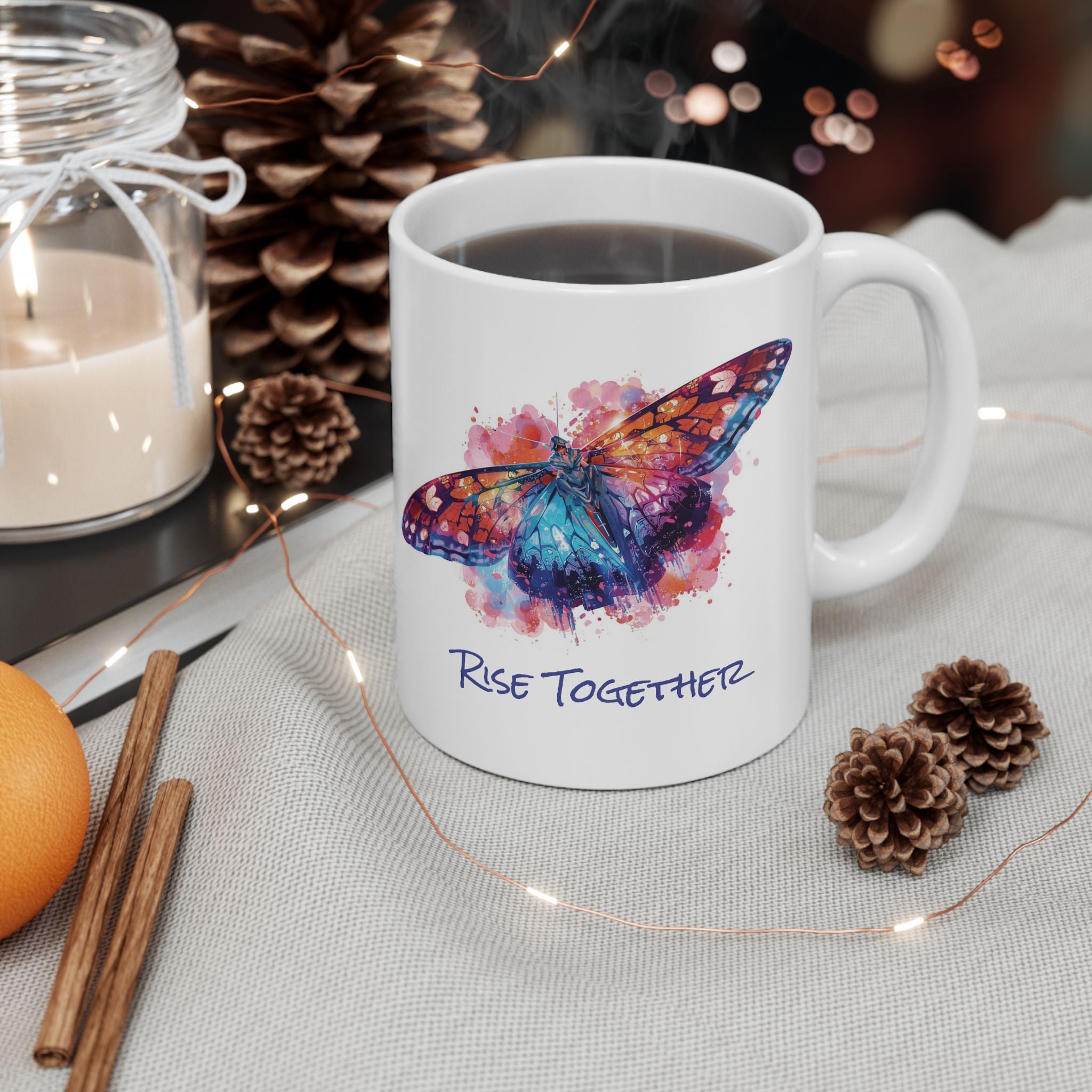 Butterfly Rise Together Coffee Mug | Inspirational Ceramic Mug 11oz 15oz | Activist Gift