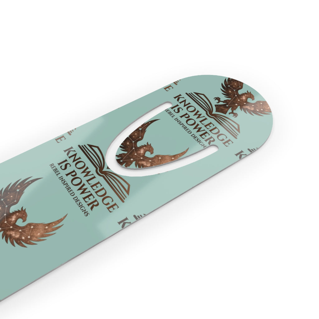 Knowledge is Power Metal Bookmark | Bronze Phoenix Rebel Inspired Logo Bookmark