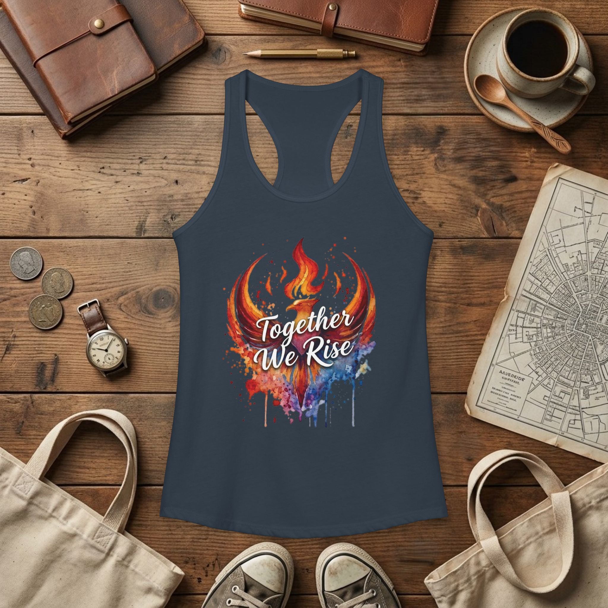 Together We Rise Tank Top | Phoenix Watercolor Racerback Tee | Empowerment Gift