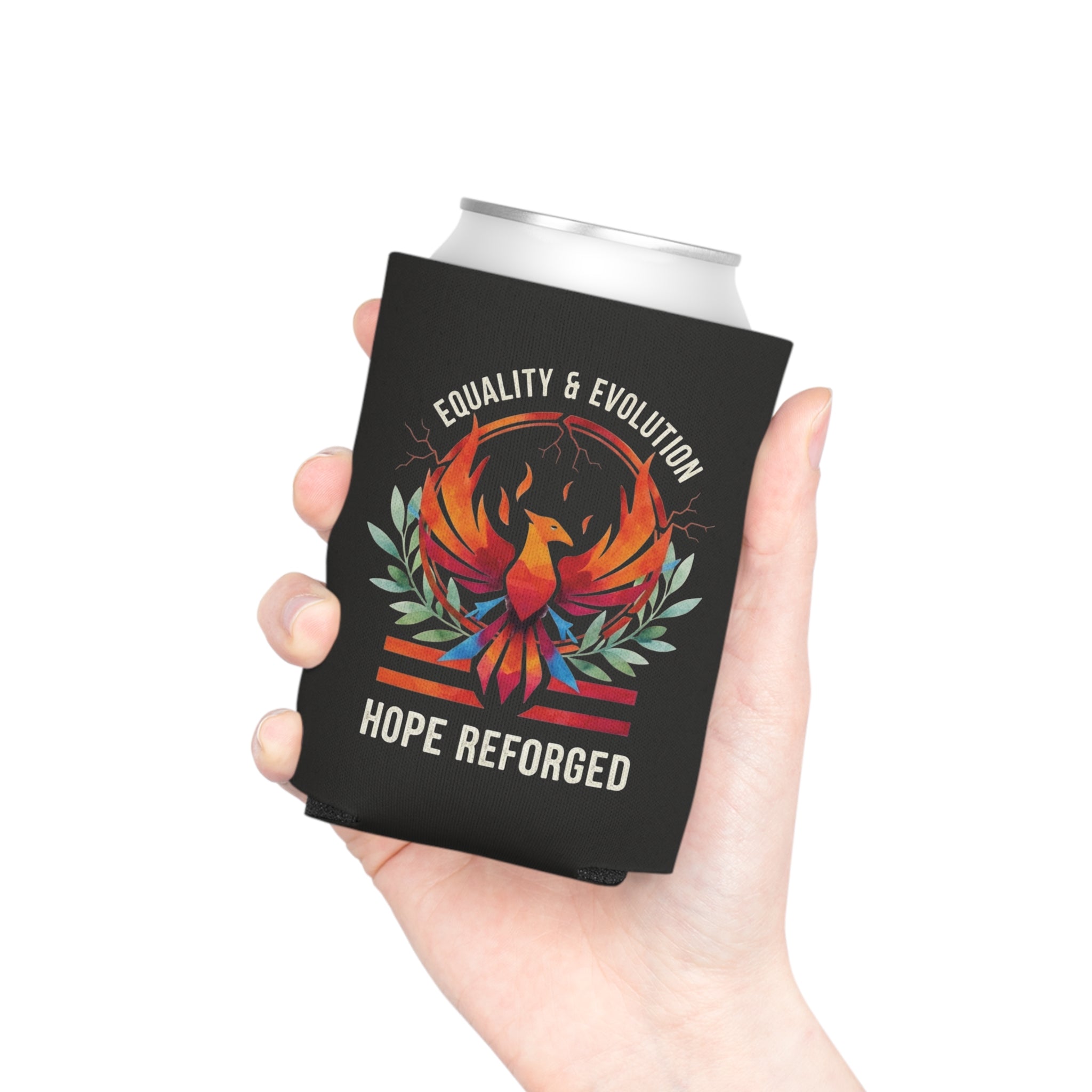 Hope Reforged Can Cooler | Equality & Evolution Drink Holder | Rising Phoenix Design