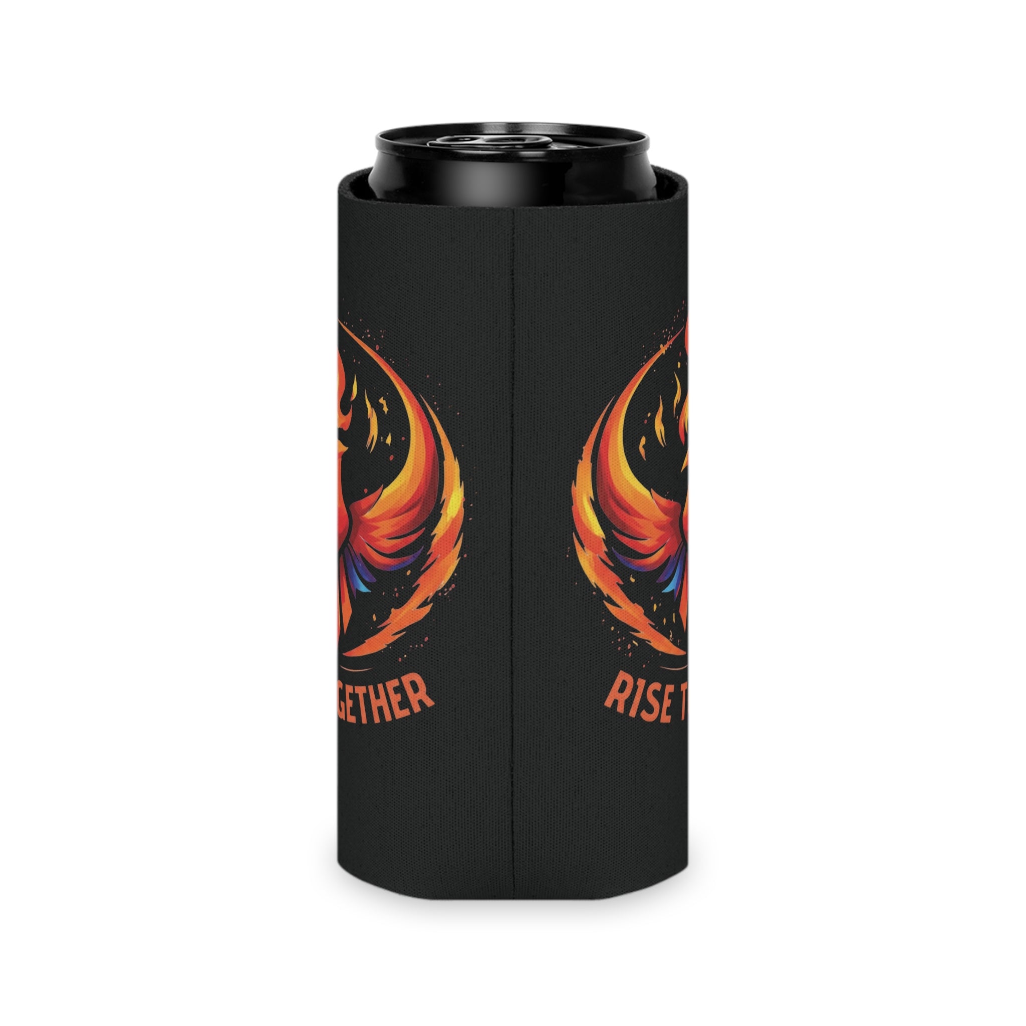 Rise Together Phoenix Can Cooler | Rising Phoenix Logo Beverage Insulator