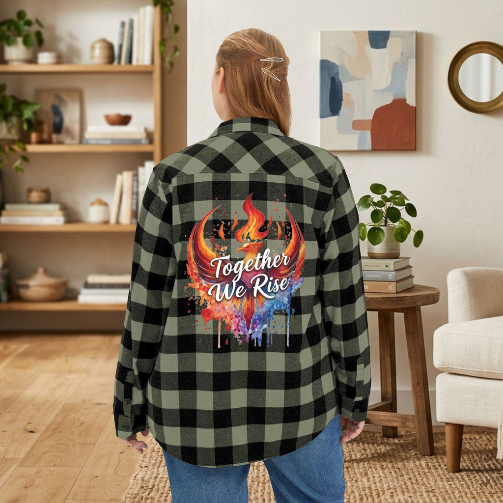 Together We Rise Flannel Shirt | Two-Sided Inspirational Buffalo Check Button-Up
