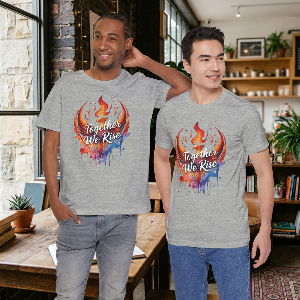Together We Rise Phoenix Tee | Flame Watercolor Graphic T-Shirt | Activist Tee
