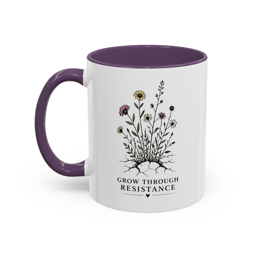 Grow Through Resistance Color Accent Mug | Cozy Woodland Tea Coffee Cup 11 oz, 15 oz