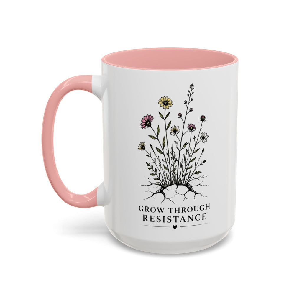 Grow Through Resistance Color Accent Mug | Cozy Woodland Tea Coffee Cup 11 oz, 15 oz