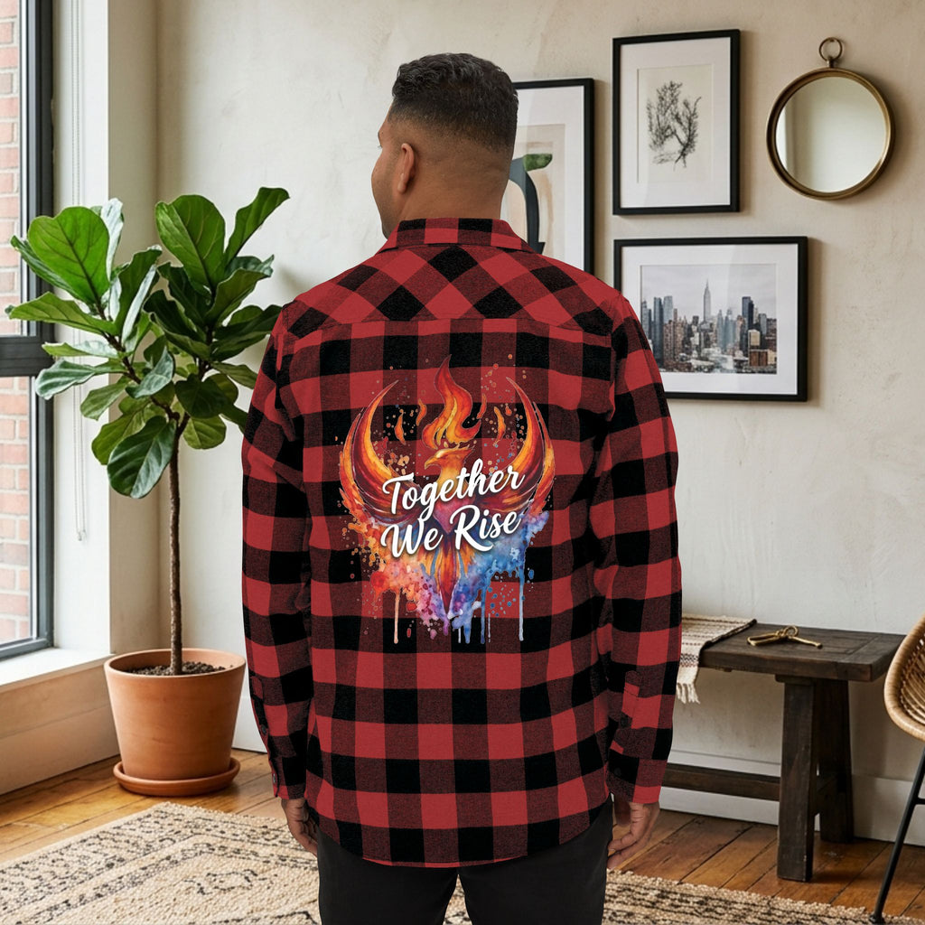 Together We Rise Flannel Shirt | Two-Sided Inspirational Buffalo Check Button-Up