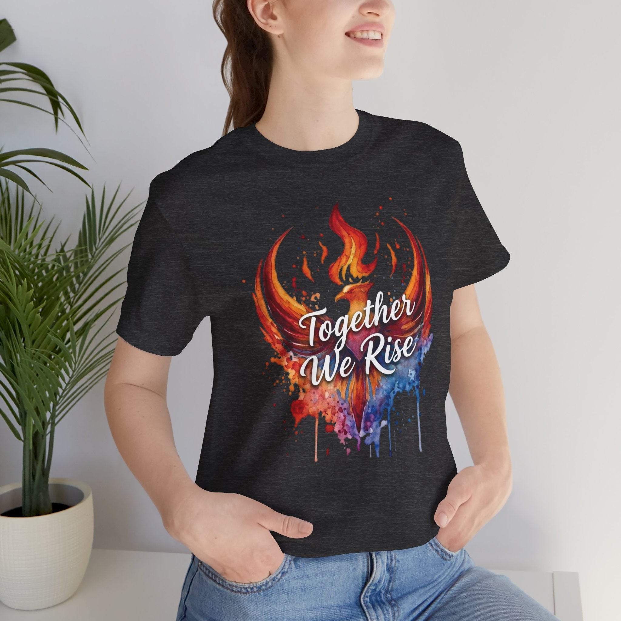Phoenix Watercolor 'Together We Rise' T-Shirt | Inspirational Flame Design | Activist Tee